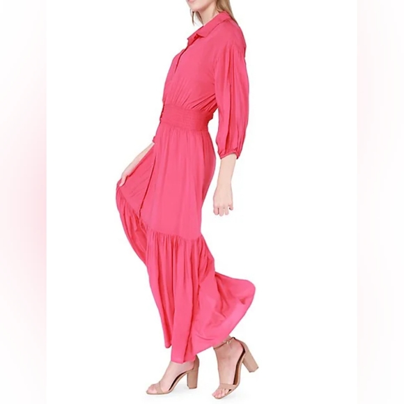 NWT DEX SMOCKED WAIST MAXI SUMMER SHIRT-DRESS ( SIZE L ) - Picture 2 of 11